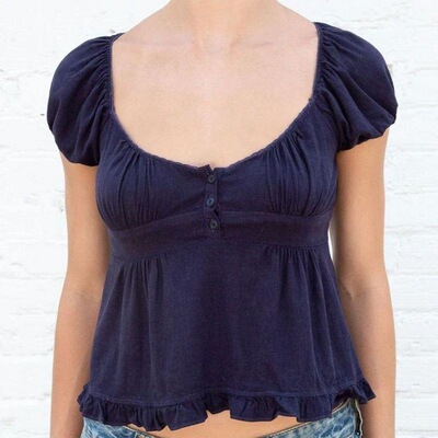 Trendy Vintage Womens Summer Shortsleeved Tshirt Solid