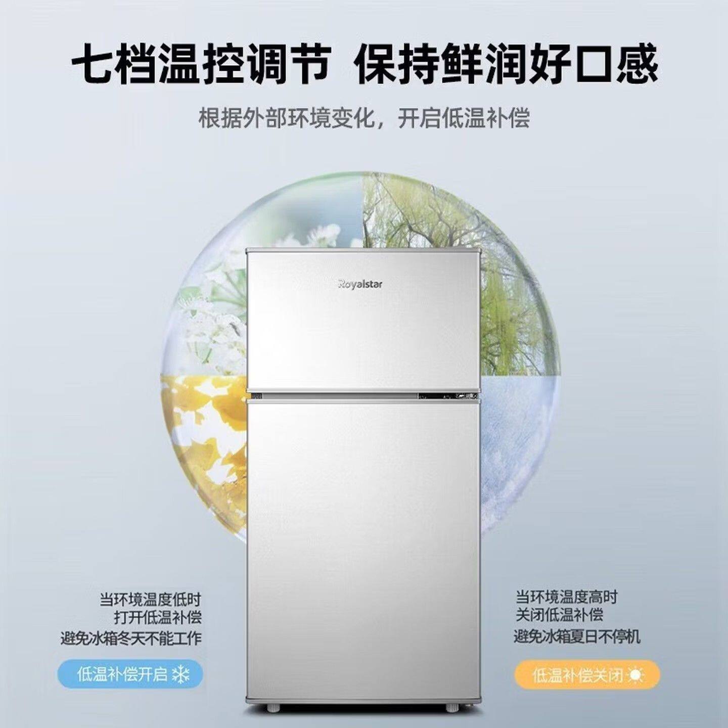 荣事达小冰箱宿舍出租屋双层节能静音双门小冰箱家用