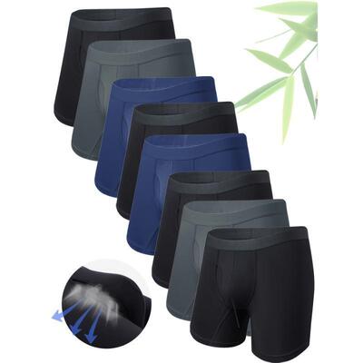8Pack MenS Solid Color Bamboo Fiber Boxer Briefs 95 Bamboo