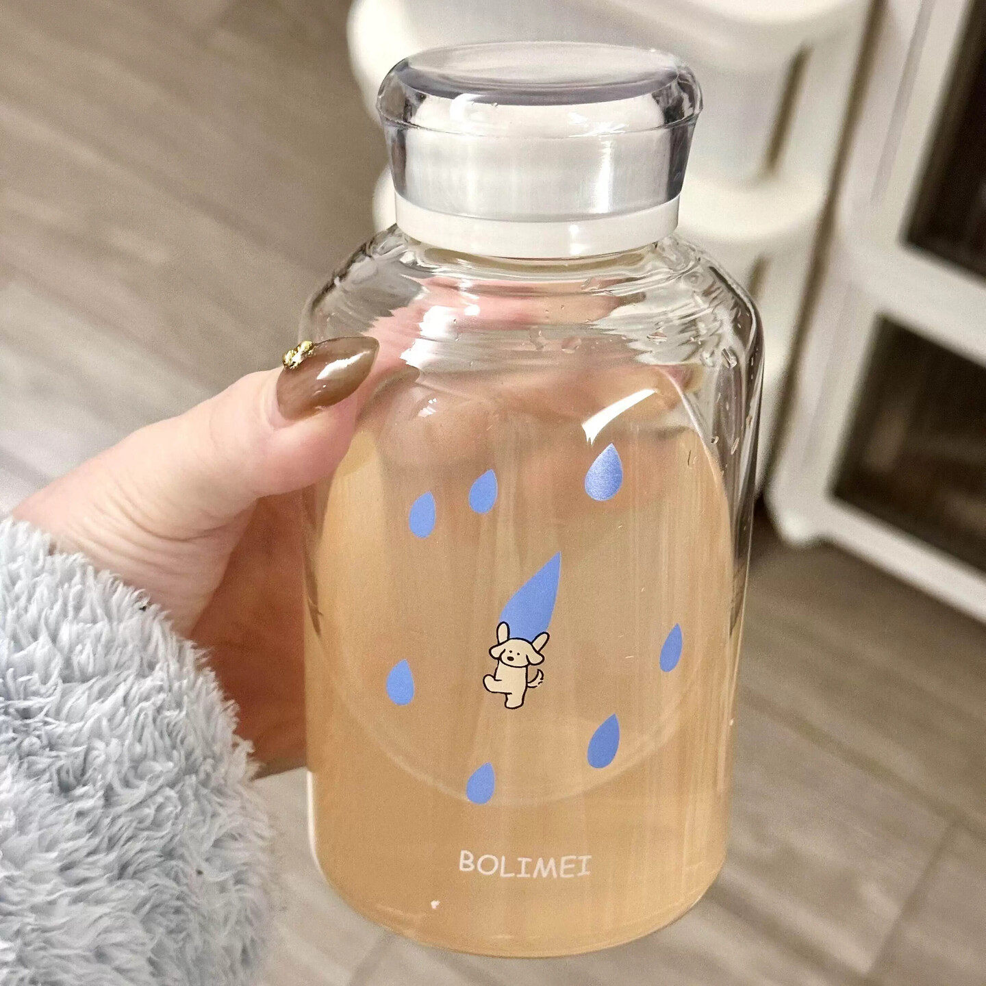 高硼硅玻璃杯水杯耐高温绝美杯子女高颜值随手杯带盖大容量胖胖杯