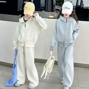 女童春秋套装2026新款女童开衫时髦洋气中大童休闲运动炸街套装潮