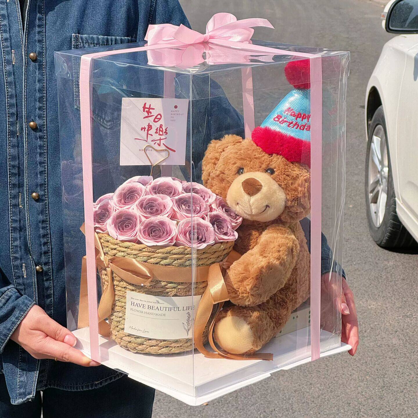小熊玩偶花束闺蜜生日礼物女生永生花情人节礼物送女朋友新年礼物