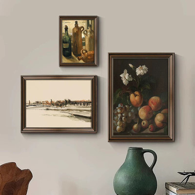 《生活与远方》法式复古装饰画美式餐厅组合画客厅静物花卉挂画