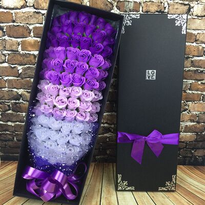 情人节礼物花束生日送女友老婆99朵仿真假花玫瑰花肥皂香皂花礼盒