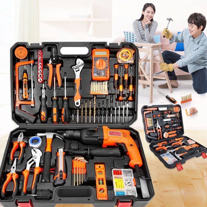 手工具套装家用电钻五金工具箱套装电工木工多功能专用维修工具