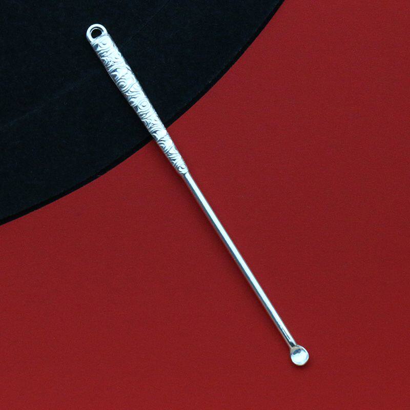 制作传统S925经典挖耳扒随身手柄牙钩银牙签便携掏耳勺祥云纯手工