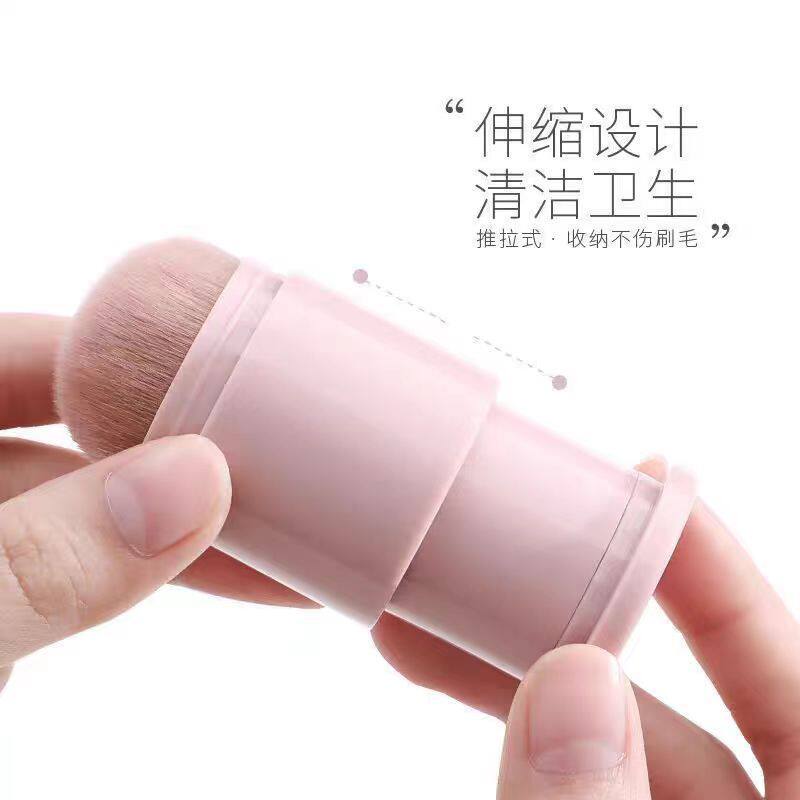 便携式腮红刷化妆刷不掉毛美妆哑光软毛带盖新款粉色伸缩刷散粉刷