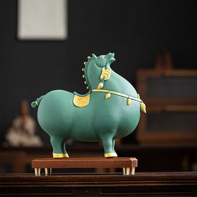 唐马摆件招财陶瓷马新中式酒柜装饰办公室客厅玄关桌面工艺品摆设