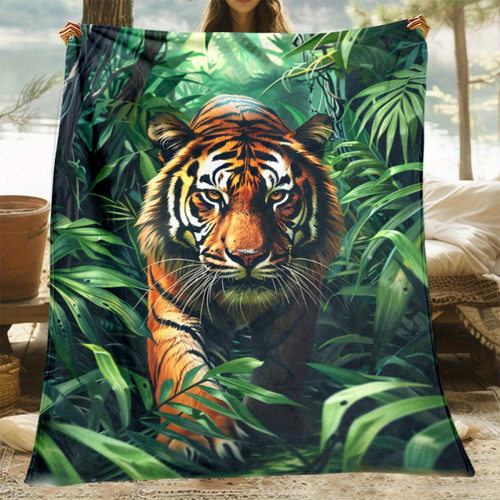 C 36857 Tiger Print Flannel Blanket 虎纹印花法兰绒毯跨境