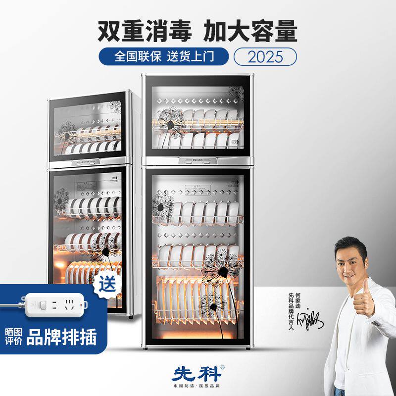 先科官方正品双门厨房餐具高温消毒柜立式家用小型消毒碗柜负离子
