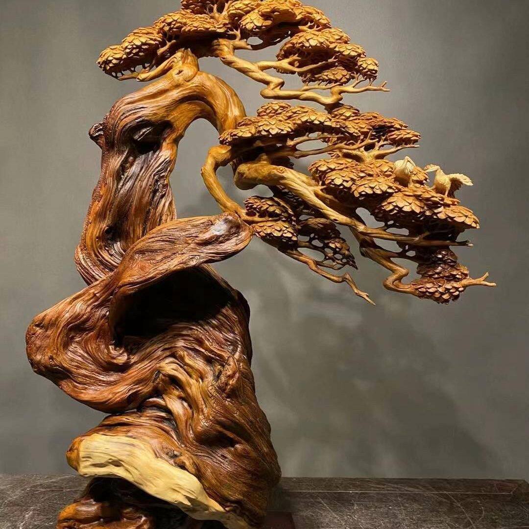 北太行崖柏根雕工艺品大小摆件玄关木雕礼品山水花鸟神像收藏品