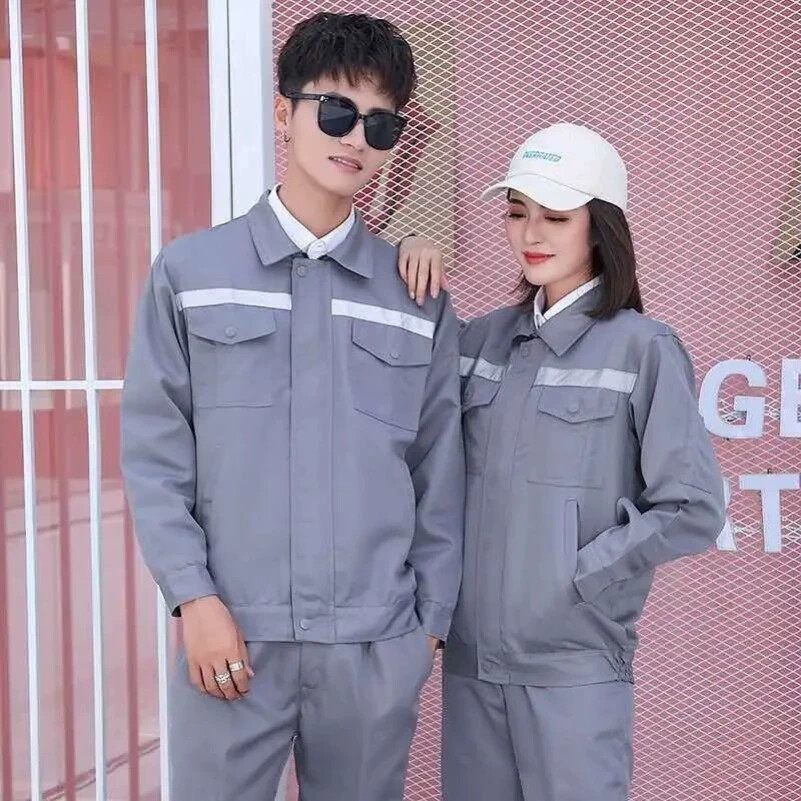 夏天工作服长袖男工装夏季薄款劳保套装上衣裤子工作服耐磨耐脏汽