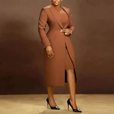 Women's Set Full Sleeve Long Blazer Coat Dress Suit Winter