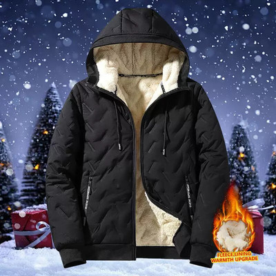 Men's Autumn and Winter Hooded Lamb Woolen Cotton Jacket