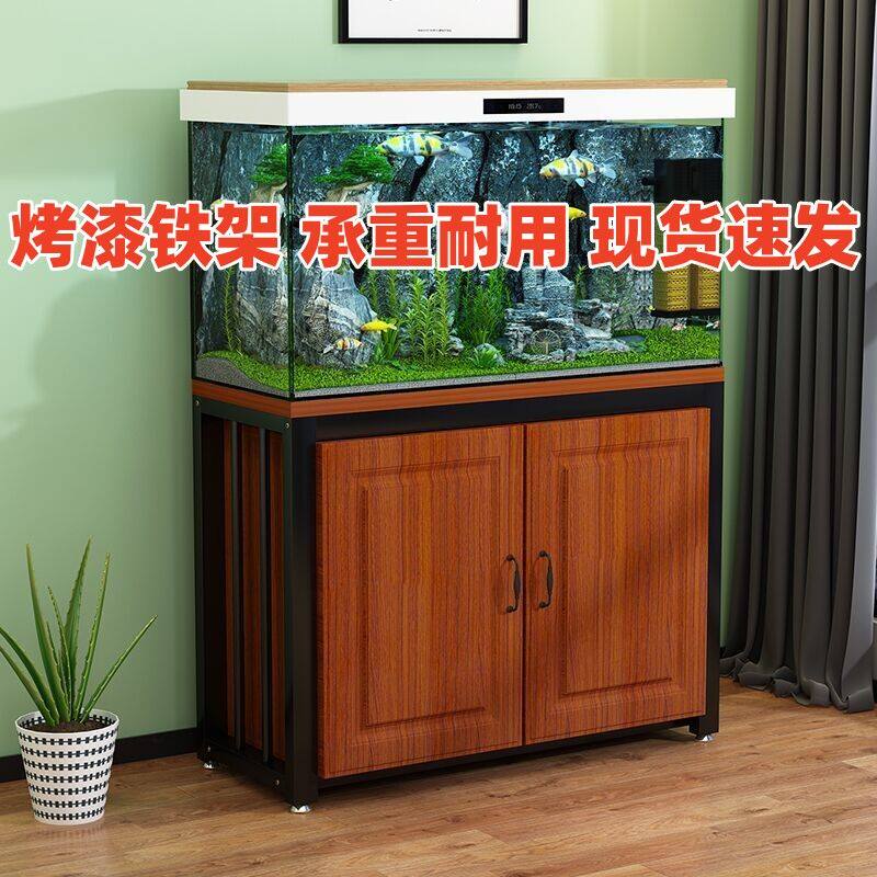 鱼缸底柜柜子钢木铁艺金属龟缸桌草缸架欧式客厅鱼缸底座架子