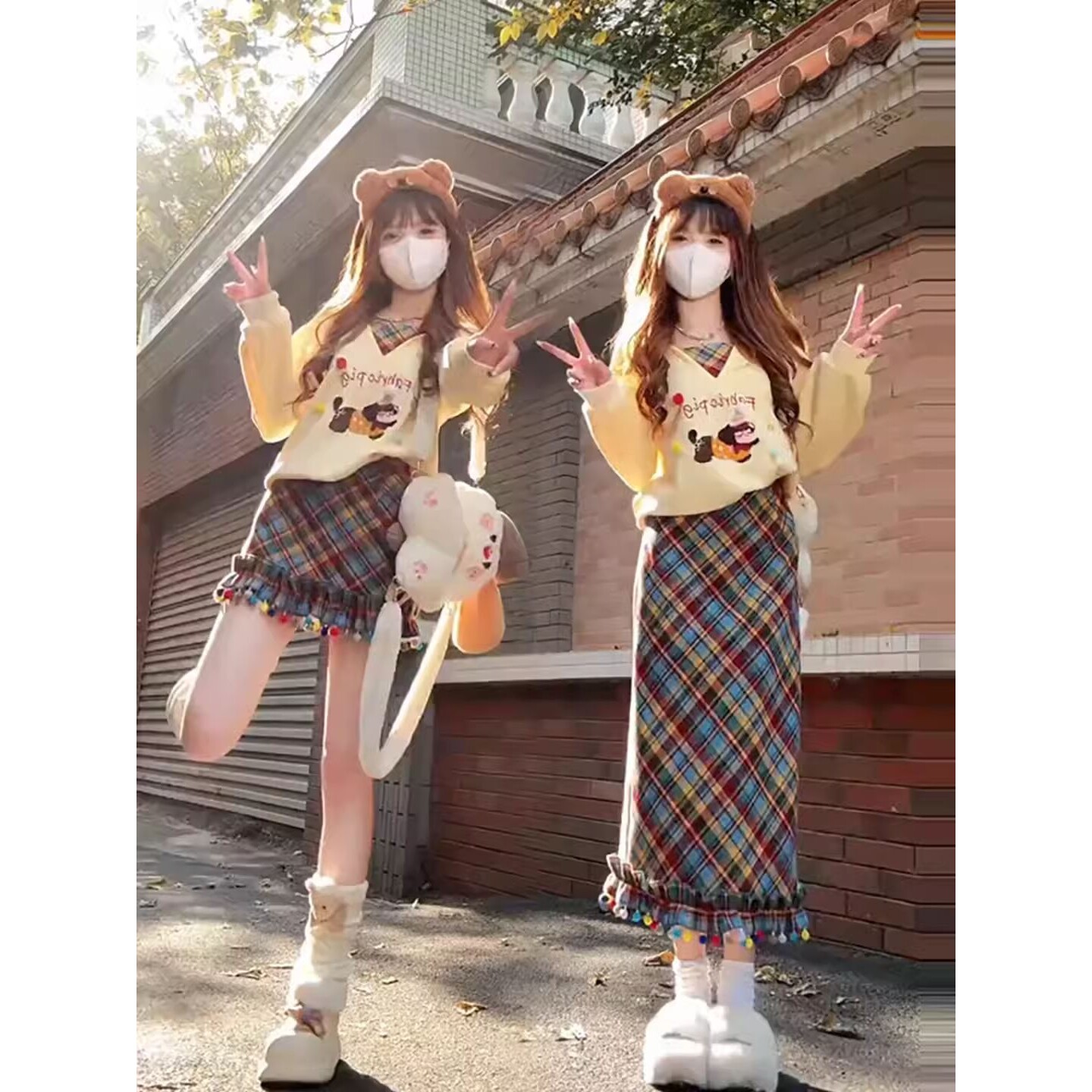 闺蜜装姐妹套装一甜一酷甜美闺蜜时尚套装