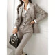 ElegantWomensSuit2024PureColorPolyesterJacketPantsBlazerTrou