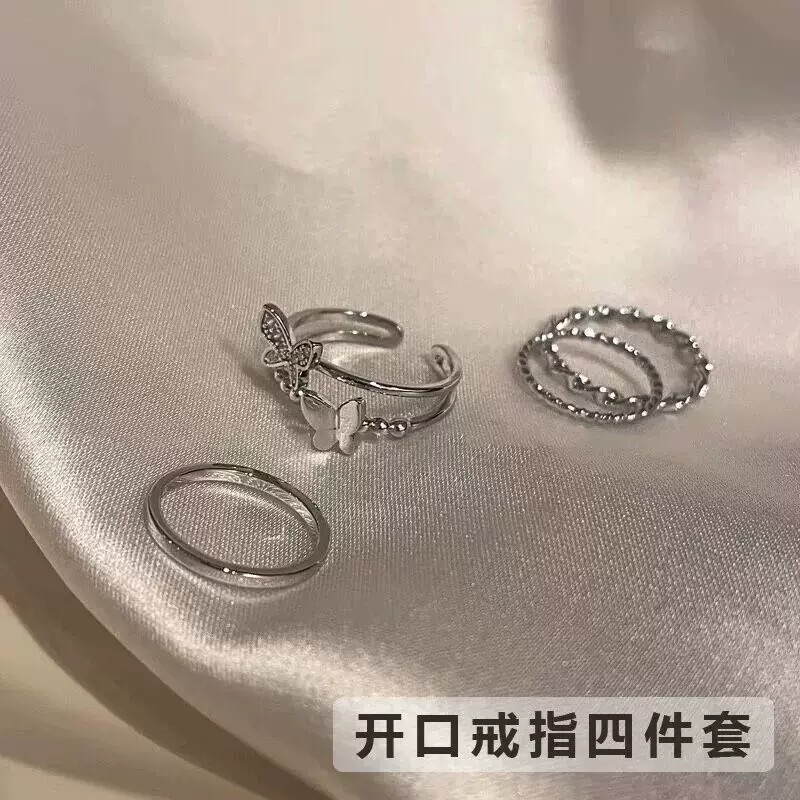 可调节蝴蝶戒指女小众设计轻奢高级感学生党闺蜜单身开口食指戒子图片
