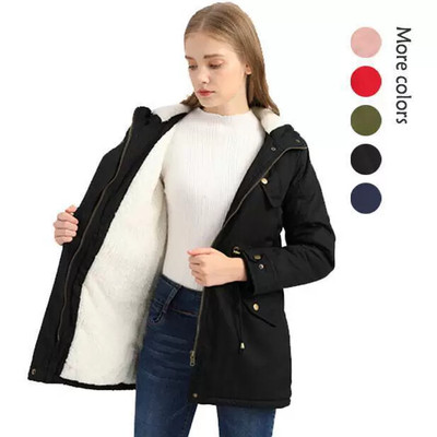 Women's Fleece Thicken Waterproof Rain Jacket Outdoor