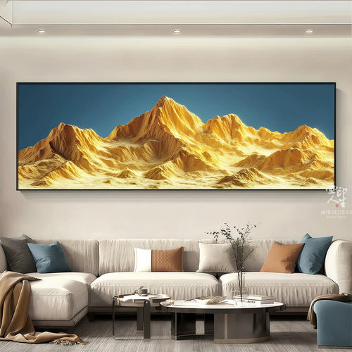 现代简约日照金山装饰画客厅沙发背景墙LED灯带立体挂画