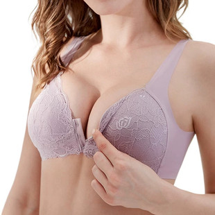 前扣超薄款 内衣女士无钢圈大胸显小聚拢收副乳防下垂美背文胸 大码