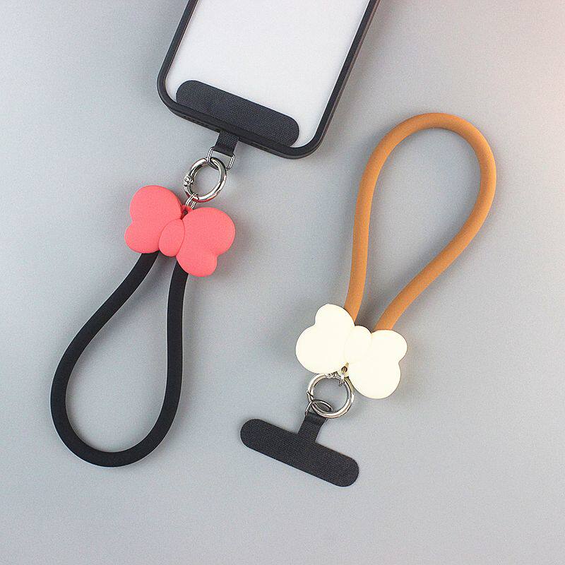 蝴蝶结硅胶手腕挂绳简约女款手机防丢结实短挂链