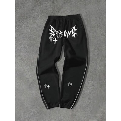 Men'sRegularFitCrossPrintSweatpants