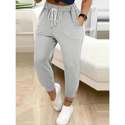 I 19982 High Waist Tie Leg Pants 高腰系带长裤 跨境欧美