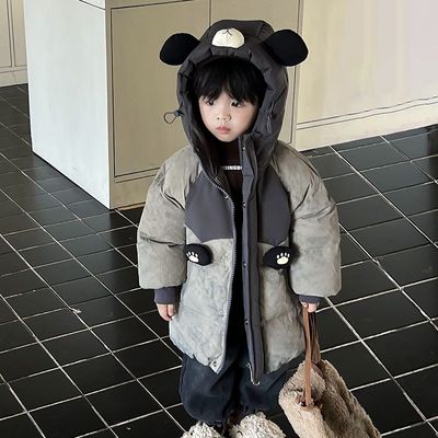 儿童羽绒服男童中长款2025新款韩版洋气童男宝宝中小童羽绒服外套