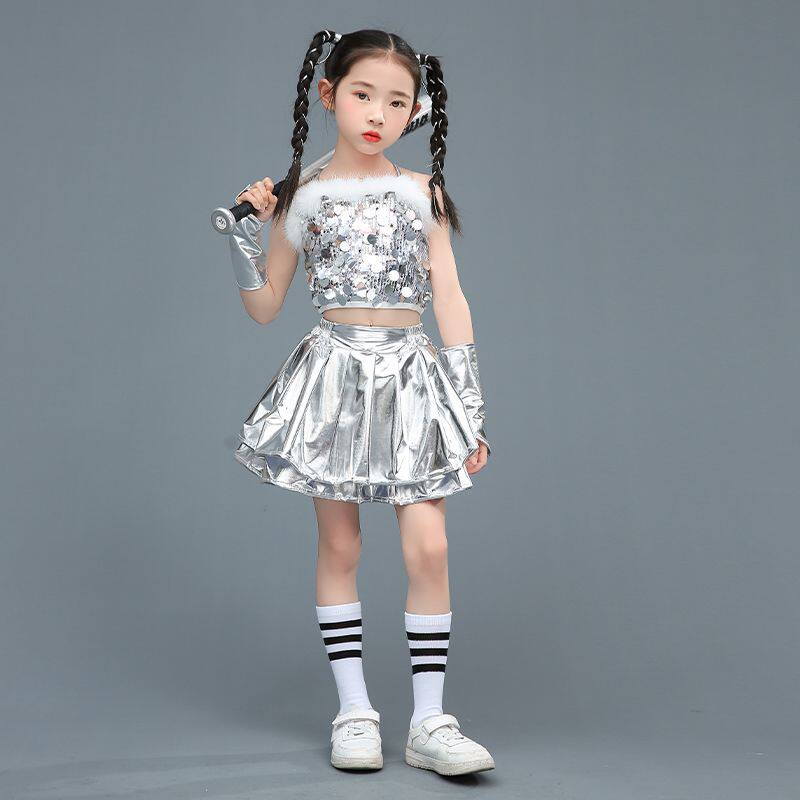 六一儿童爵士舞演出服亮片男女童架子鼓幼儿园中小学舞蹈走秀表演