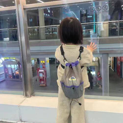儿童便携斜挎包可折叠旅行背包出游户外网兜轻便女