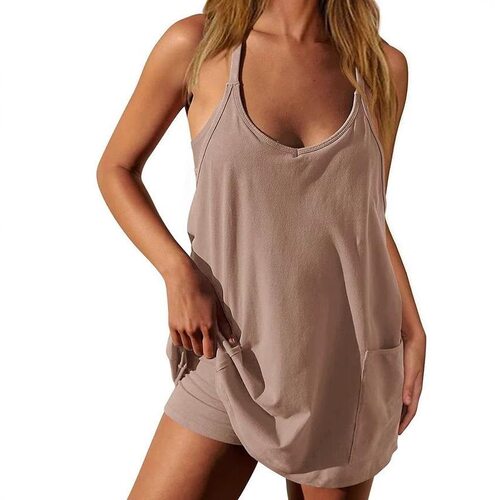 Womens Summer Sleeveless Mini Athletic Dress V Neck