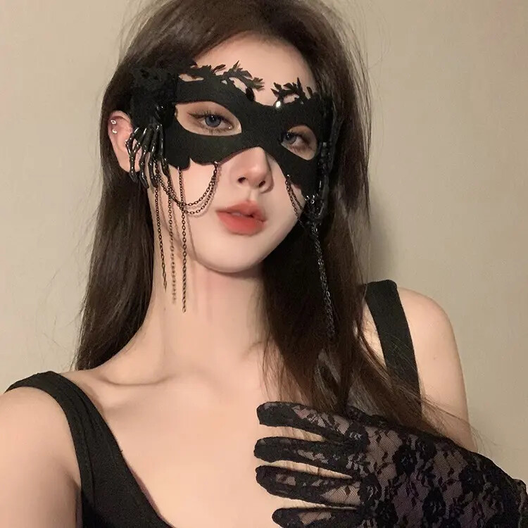 黑色花朵面具假面舞会装扮道具晚会年会半脸面具眼罩化妆之夜面罩