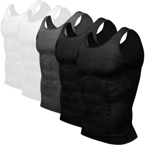 Mens 5 Pack Body Shaper Slimming Tummy Vest Thermal