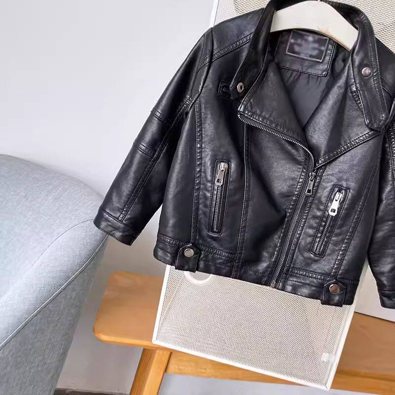 男女通皮衣夹克宝宝夹克外套中小童皮衣上衣洋气儿童大衣潮韩版童