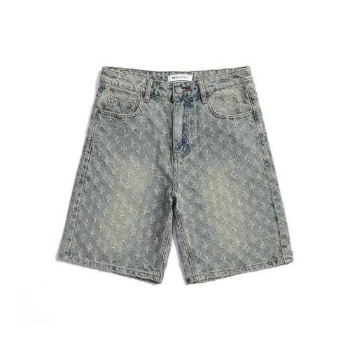 MensDenimShortsRelaxedFitDistressedJeanShortPantsforMenBreat