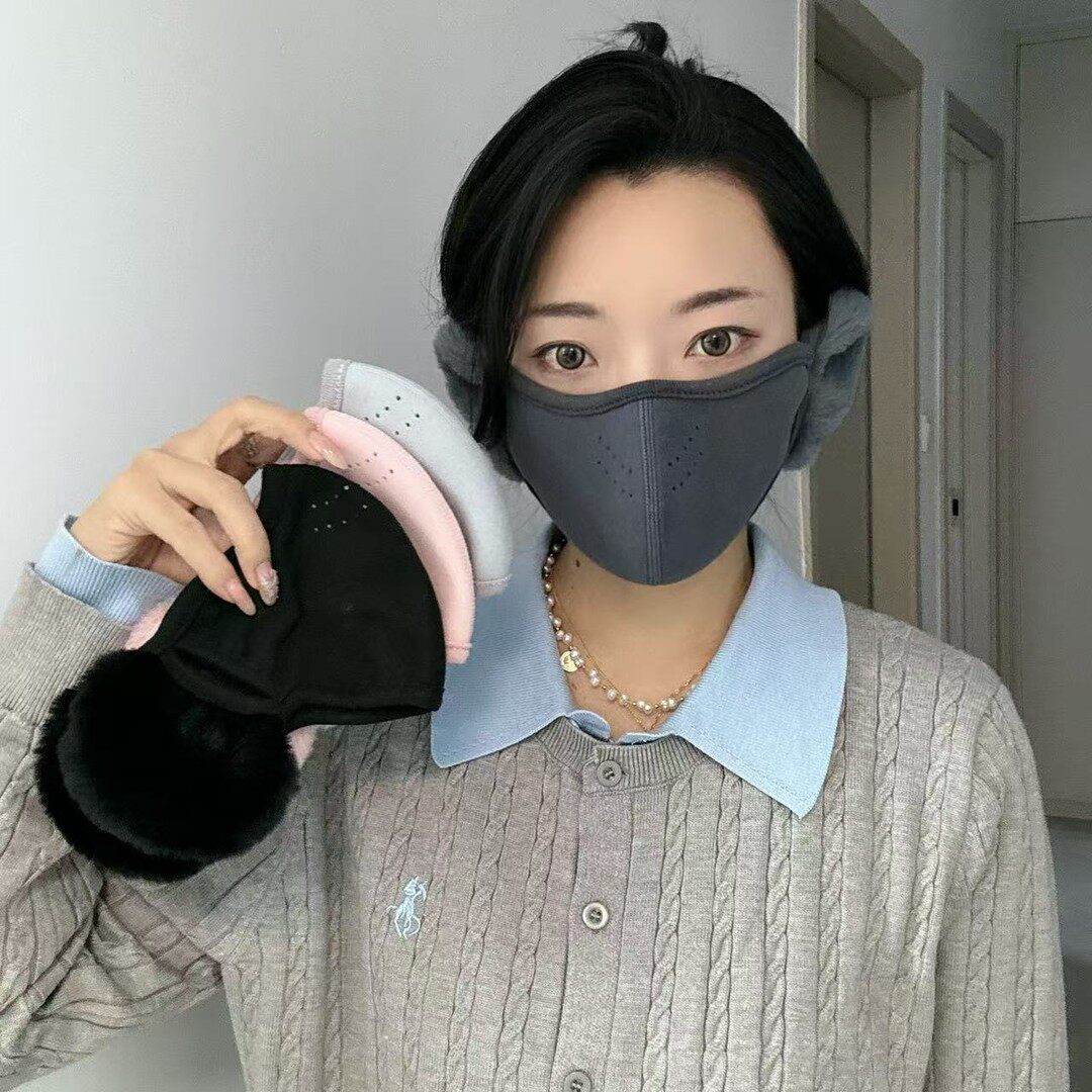 保暖耳罩口罩一体式户外骑行防寒防风透气护耳款立体防晒面罩耳包