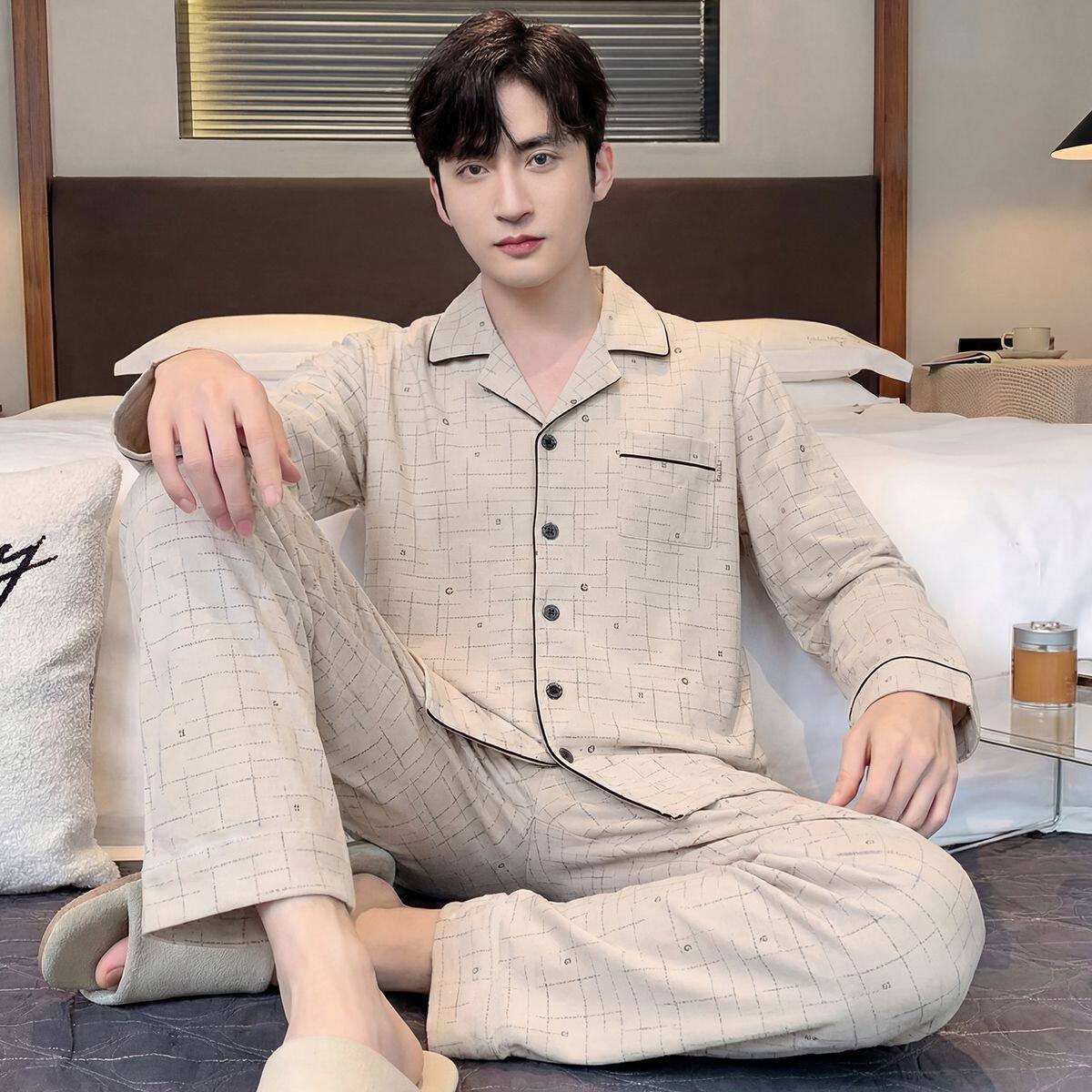 睡衣男士春秋款纯棉长袖秋季2026新款男款秋冬薄款男式秋款家居服