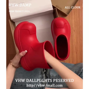 红色雨鞋女款2026年新款防水防滑短筒雨靴厚底春季外穿一脚蹬水鞋