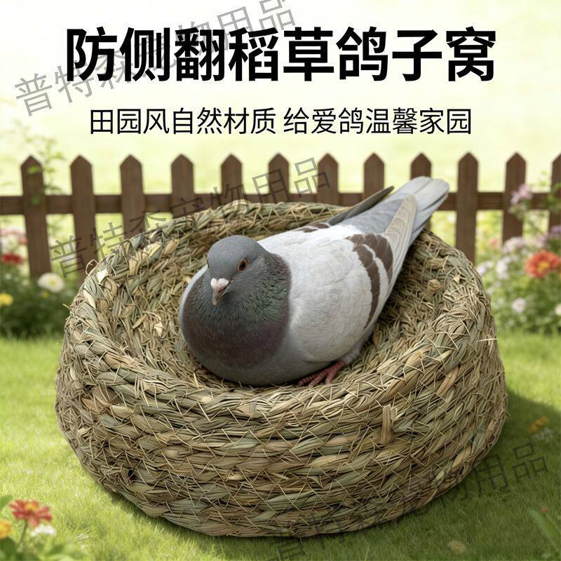 鸽子产蛋窝防侧翻鸽子窝稻草窝芦丁鸡下蛋鸽具用品赛鸽信鸽巢盆草