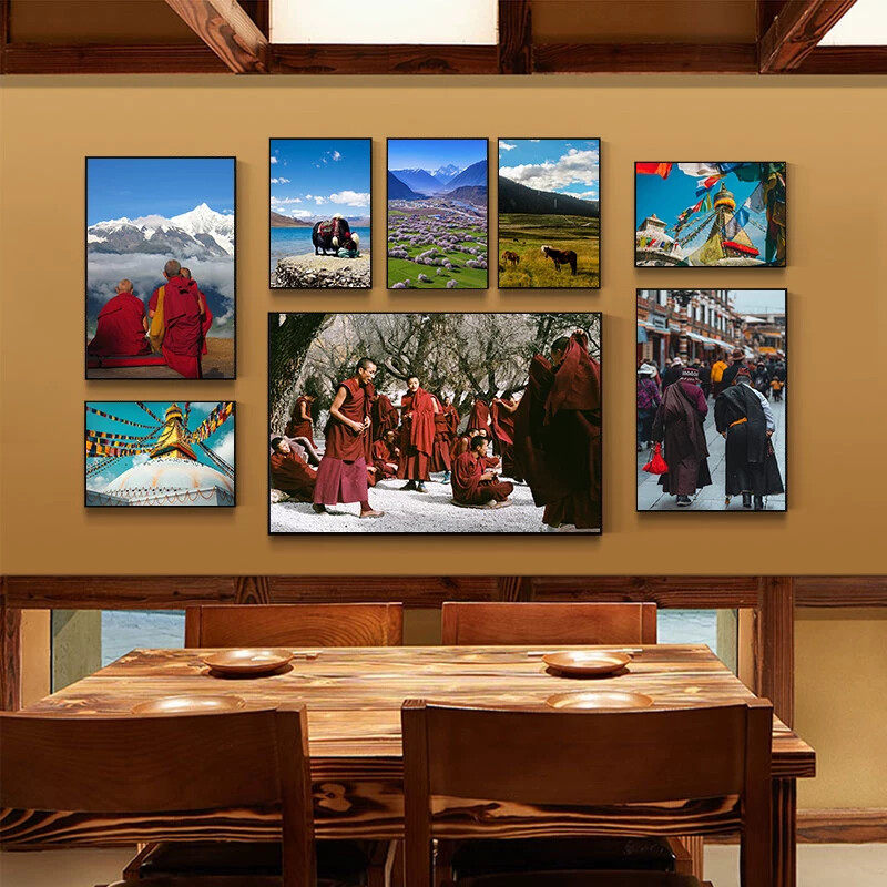 风景藏式西藏客厅装饰画藏族餐厅挂画布达拉宫壁画风情少数民族