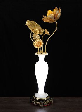 白玉莲花灯荷花灯佛前LED插电观音佛灯长明灯家用