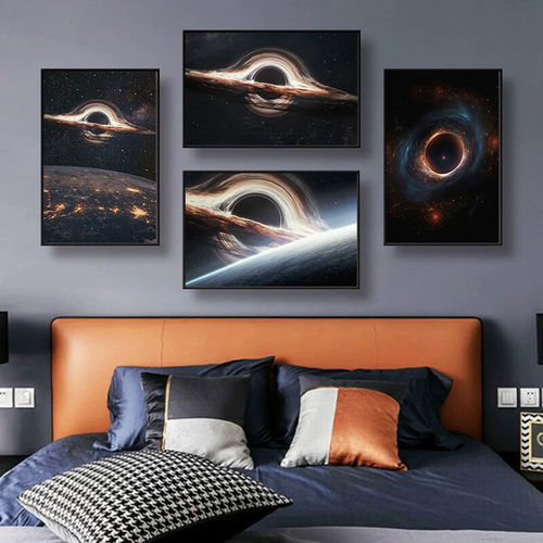 太空宇宙黑洞挂画科幻星空客厅墙面装饰画电竞房儿童房卧室壁画