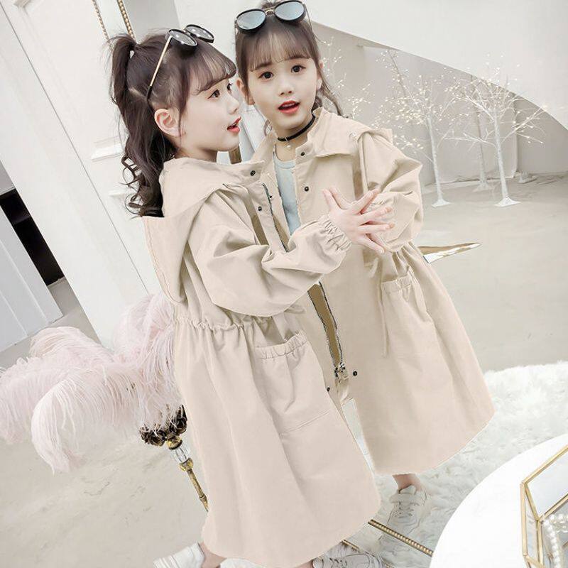 女童外套春秋款风衣中长款儿童洋气收腰女孩韩版时尚学生上衣冬款