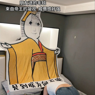 见到朕为何不跪毛毯子搞怪龙玉涛表情包空调毯夏季午睡法兰绒单人
