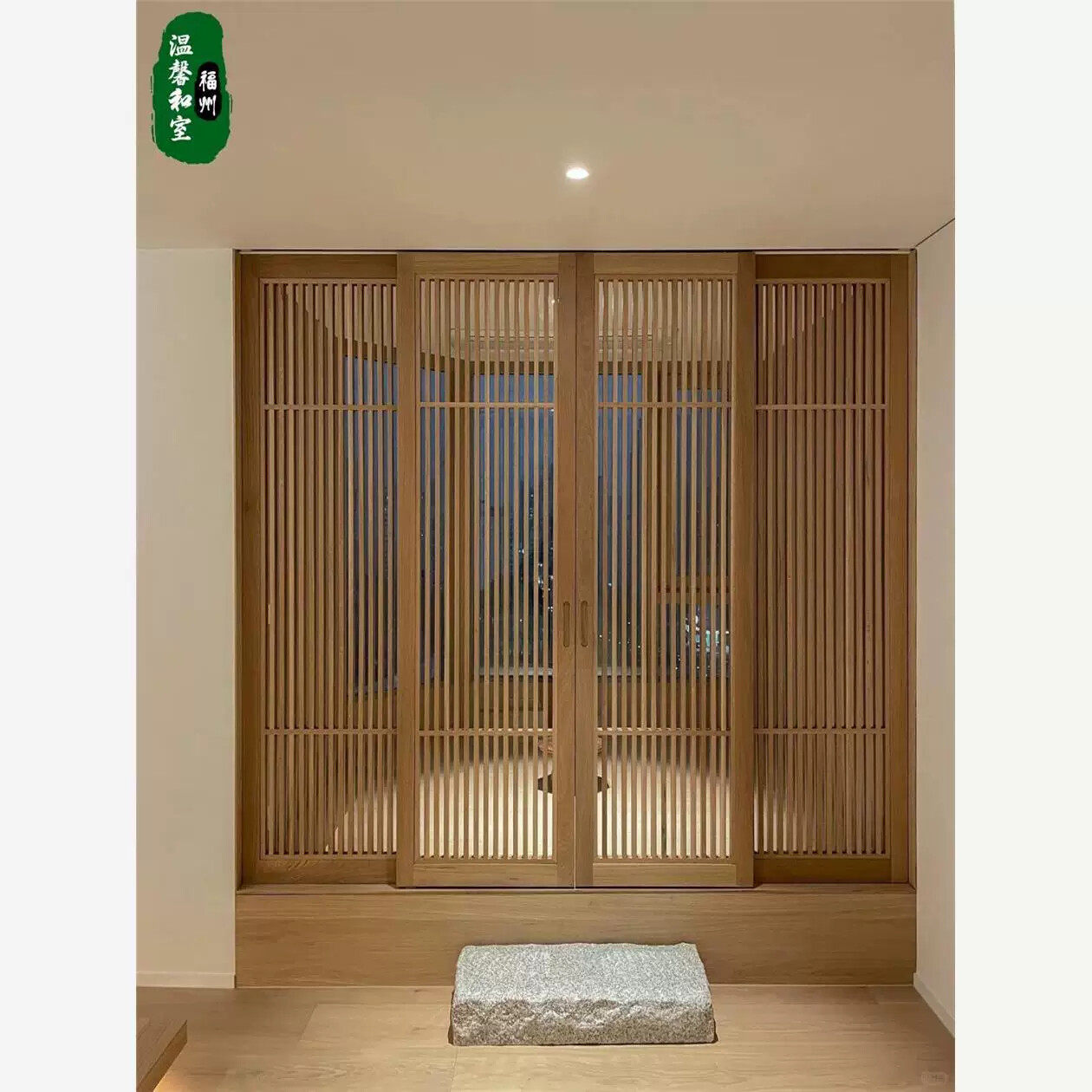 隔断门新中式格栅客厅屏风移门吊轨门推拉门宋代美学玄关隔断门