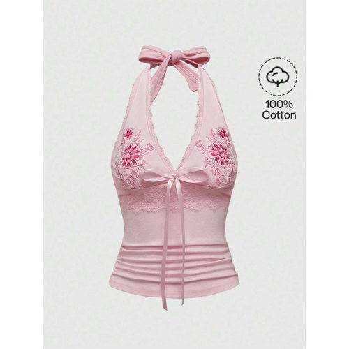 G 36334 Flower Embroidery Lace Vest 花卉刺绣蕾丝背心跨境