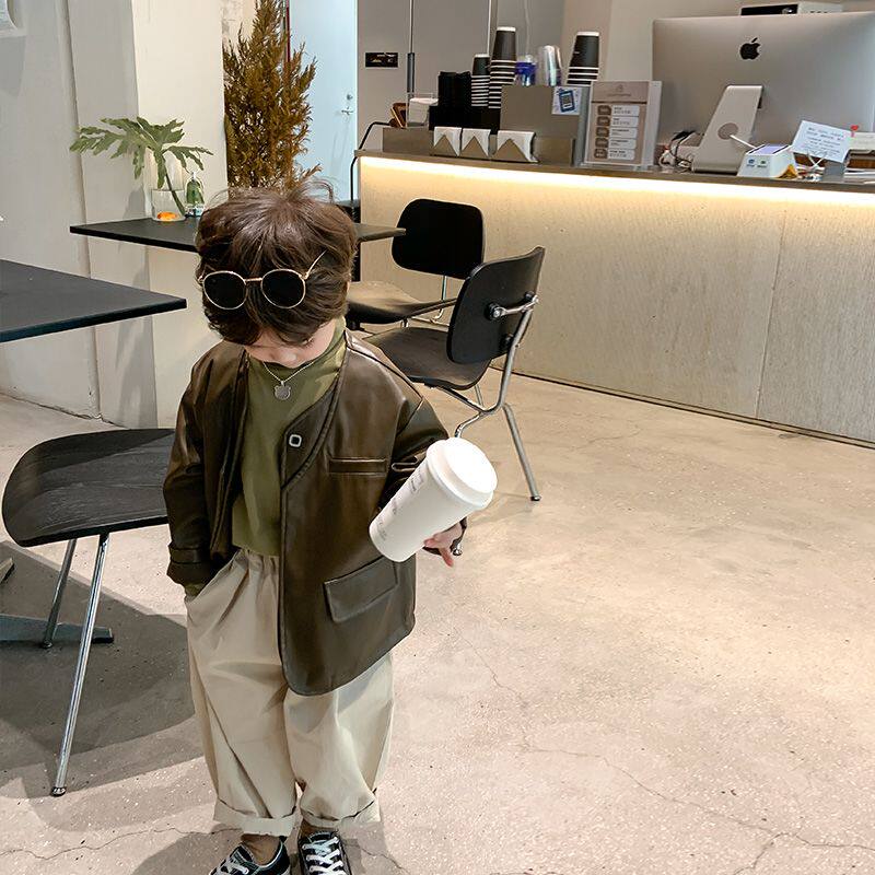 男童炸街外套痞帅儿童2024春秋款皮衣假两件夹克小少爷机车服潮酷