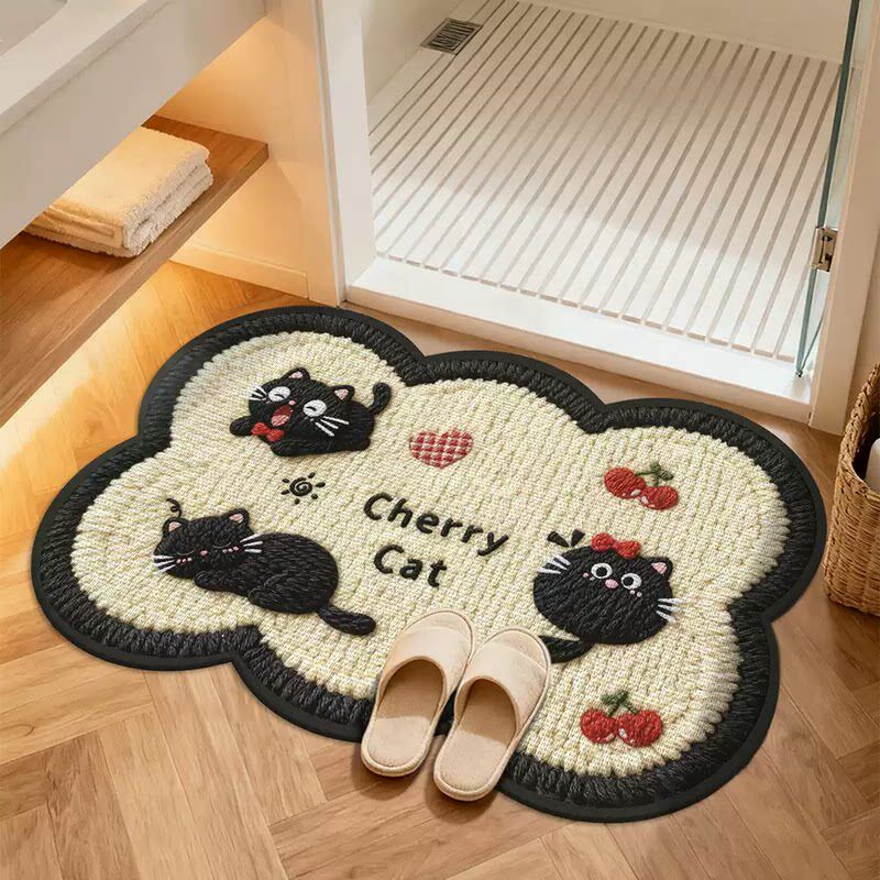 2026新款亚麻可爱浴室用地垫卫生间门口吸水防滑脚垫厕所防摔地毯
