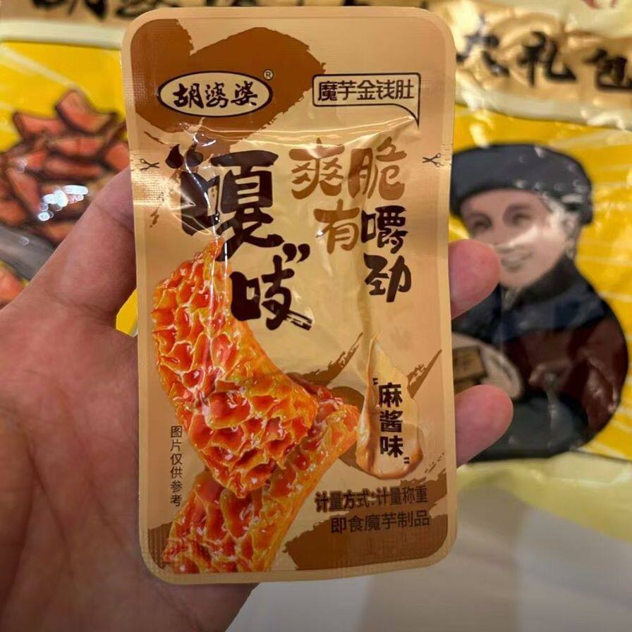 四川胡婆婆魔芋金钱肚麻酱肉松辣卤牛肉素食解馋零食大片厚实好吃